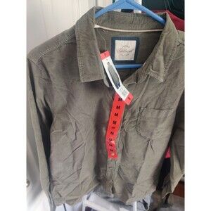 JACHS Girlfriend Corduroy Button-Up Shirt Olive Long Sleeve Medium